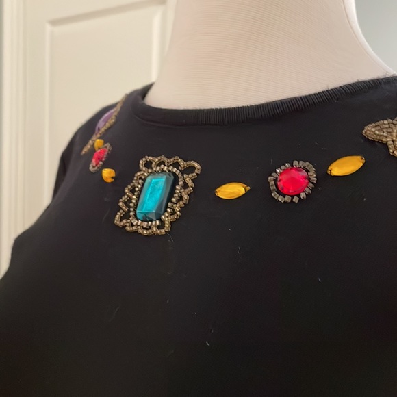 Black Dressy Dress with Jewels and sexy Back Deep V• Great For Holiday - Picture 13 of 16